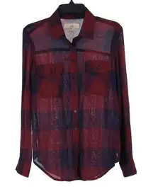 Thread & Supply Button Up Red Blue Women's Small