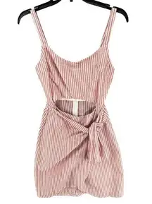 Sabo Skirt Mini Dress Womens XS Red White Stripe Cutout Wrap Tie Waist Resort