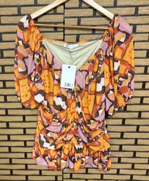 DR2‎ Orange Ruched Mesh Top Size XXL