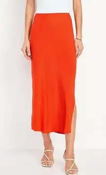 High Waisted Orange Midi Skirt