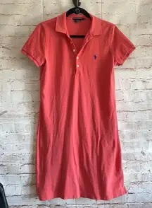 Ralph Lauren  Sport Cotton polo dress pink L collared short sleeve knee length