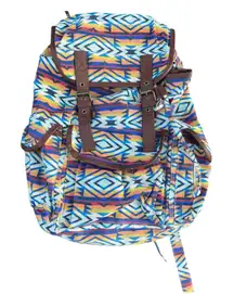 Black Poppy Multicolor Bohemian Schoolbag Aztec Print‎ Backpack
