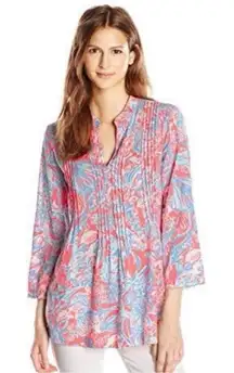 LILLY PULITZER Sarasota Tunic Pink Sun Ray Summer Siren Pleated Size XL