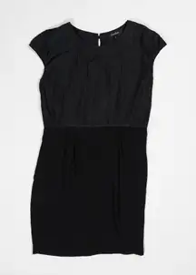 Cotelac  Chiffon Pin Tuck Cap Short Sleeve Mini Party Cocktail Dress Black Small