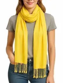 Women’s Bundle 3 Oblong Scarfs Solid Bright Jewel Colors Yellow Red Rose Pink