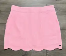 Vineyard Vines 17" Whale Stripe Mid Rise‎ Seersucker Skirt Skort Pink White 10