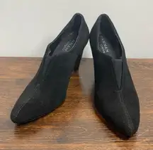 Hannah Comfort Women's Leather Upper Pointed Toe Cone heel Pump Black Size 7M