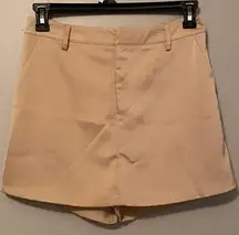 | Beige Belt Loop Flowy Skort with Pockets