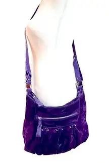 Longchamp suede leather hobo purple crossbody bag