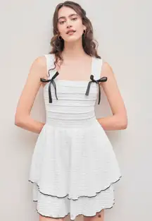 Cider mini dress white with black bows