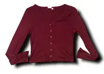 Women's Burgundy Button-Up Top