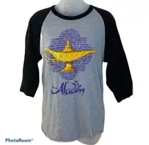 Disney Aladdin Broadway Black Gray Raglan Tee Size S