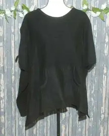 Madden Black Poncho Style Sweater Oversized One Size Lagenlook Grunge Casual