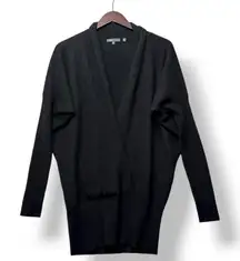 Vince Womens Black 100% Fuzzy Cashmere Draped Front Cardigan Sweater Size M