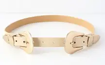 Showboat Beige Double Buckle Belt