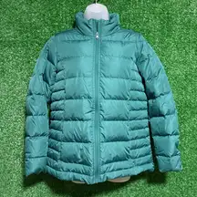 Lands' End Teal Down Lightweight Puffer Zip Up Coat Small Outerwear Insulated