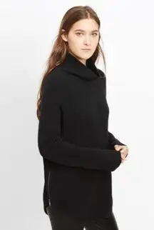 Vince Black Ribbed Knit Turtleneck Side Zip Small