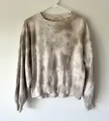 Abercrombie & Fitch Neutral Tie Dye Crew Neck Pullover Sweatshirt Tan Brown