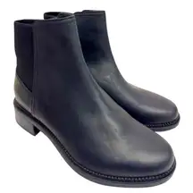 Clarks Booties Size 9US Black Leather Pull On Block Heel Maye Palm Ankle Boots