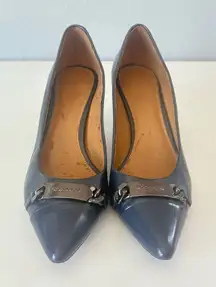 Coach Women’s Blue Leather Pumps Pointed Toe 2.75” Heels Size 8 B