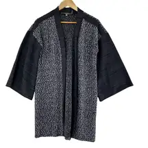 Essentials by Milano Cardigan Womens Small Gray Black White Polyester Knit Open