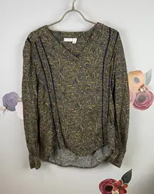 Hinge Floral Print Long Sleeve Blouse - Size Medium