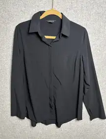Athleta Top Womens Medium Black Stretchy Long Sleeve Button Up Lightweight