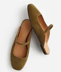 Madewell The Greta Ballet Flat Mule in Spiced Olive Suede Green Size 9.5