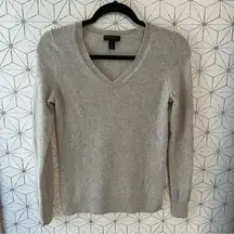 Saks Fifth Ave Gray V-Neck Cashmere Sweater