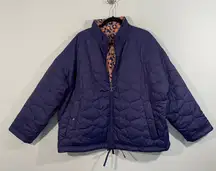 Barbour Women Navy Reversible Apia Full Zip Quilted Jacket Size 14
