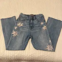 Point Sur Kick Out Crop Floral Embroidered Jeans