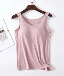 Women's One-Piece Sleeveless Slim Tank Top with Chest Pad Solid Color Soft