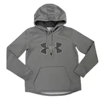 Under Armour Coldgear Pullover Hoodie Grey Fleece Logo Sweatshirt Size Womens XS