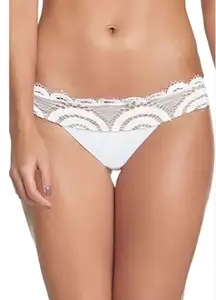 New. Pilyq White Lace Banded Bikini Bottom Full. Small. Retails $89