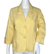 Chicos Blazer Women Small 0 Yellow Lightweight Jacket Career Office‎ Work Casual