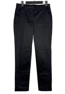 J.Crew Straight Leg Trousers Mid Rise Pockets Flat Zip Stretch 2 Black #2457