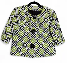 Michael Kors Black Green Cropped Short Sleeve Jacket Womens S Retro Fall Buttons