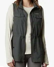 Eddie Bauer women’s travel hiking vest utility pockets gray outdoors XS NWT