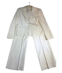 Worthington Women's White Blazer & Wide Leg Pants Suit Set Size 14