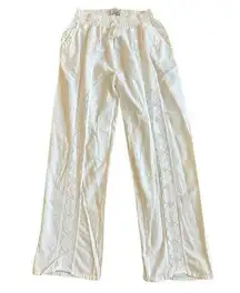 Seaspice Resort Wear White Cropped Pants Wide Leg 100% Peruvian Cotton Large NWT