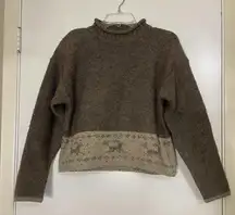 Vintage Obermeyer Wool Knit pullover brown sweater size Medium