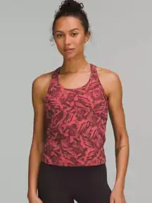 READ Lululemon Cool Racerback Tank Top Nulu Spray Leaf Fireside Red Multi Size 4