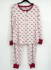 Kate Spade  New York Pink Dachshund Dog Christmas Pajamas Set Size Small S