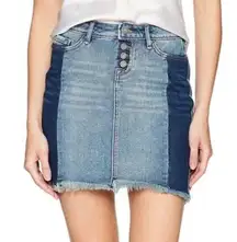 William Rast Tiff Denim Frayed-Hem Color Block Skirt