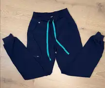 FIGS XS TALL Navy with Teal Drawstring