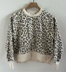 Frame Denim Animal Leopard Print Pullover Terry Carmel Multi Small