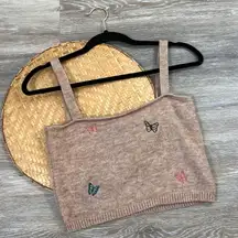 Butterfly embroidered knit sleeveless sweater tank‎