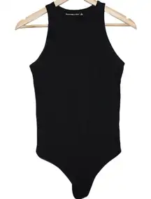 Womens Abercrombie & Fitch Black Ribbed Knit Sleeveless Crewneck Bodysuit Size S
