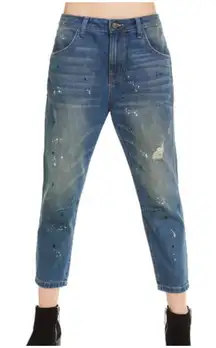 Wildfox Sz 24 Baggy Crop Jeans Da Vinci Distressed Grunge Boho Boyfriend Relaxed