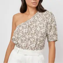 Rails Jayla One Shoulder Floral Print Top Taupe Cafe Floral